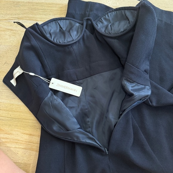 Zimmermann Crepe Strapless Dress in Navy NEW - Picture 10 of 14